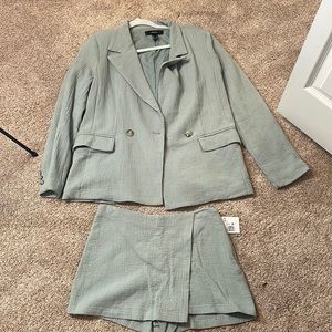 Light green blazer Skort Set